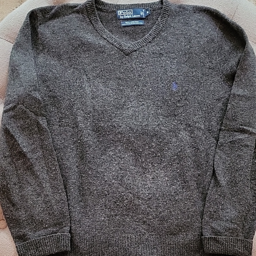 Polo by Ralph Lauren Men's Charcoal V-Neck Sweater